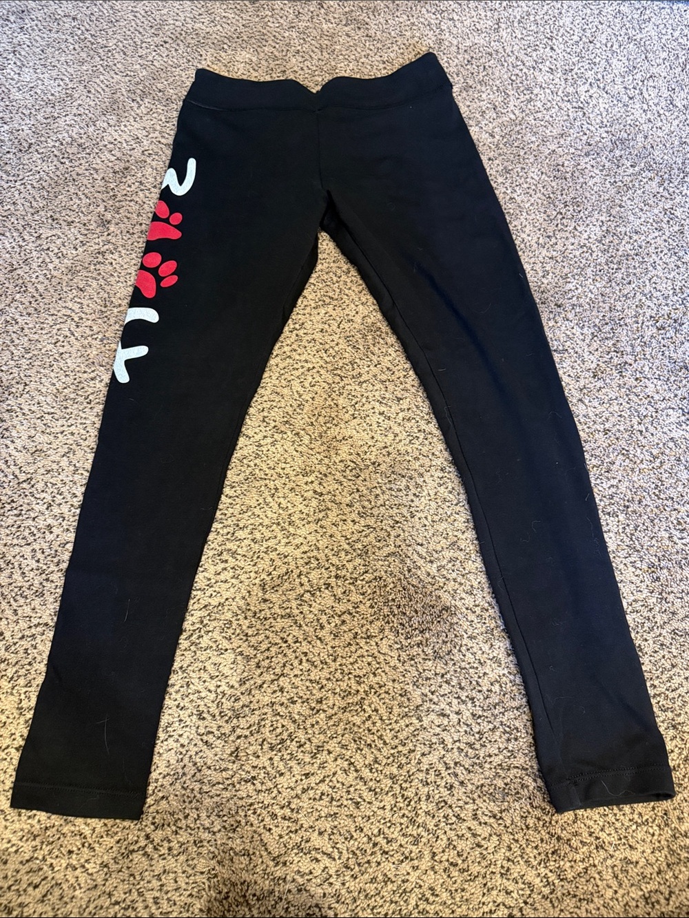 Women’s Black Leggings with Red Paw Woof Accent